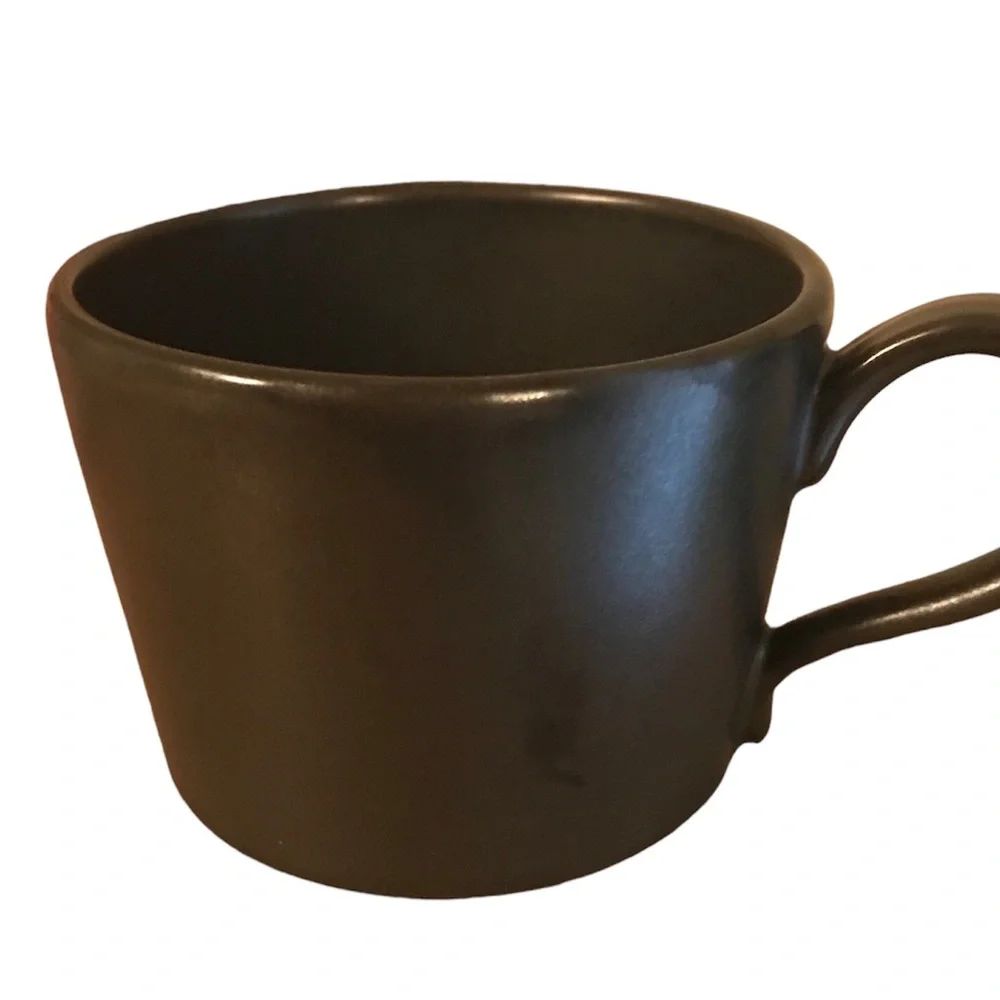 Black Anthropologie iridescent ceramic tea cup